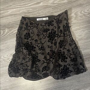 Brown sparkly floral y2k skirt